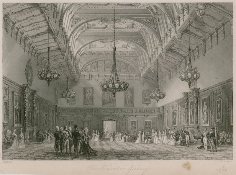 A Galeria de Waterloo, o Palácio de Buckingham. Publicado em 1840 de Thomas Allom