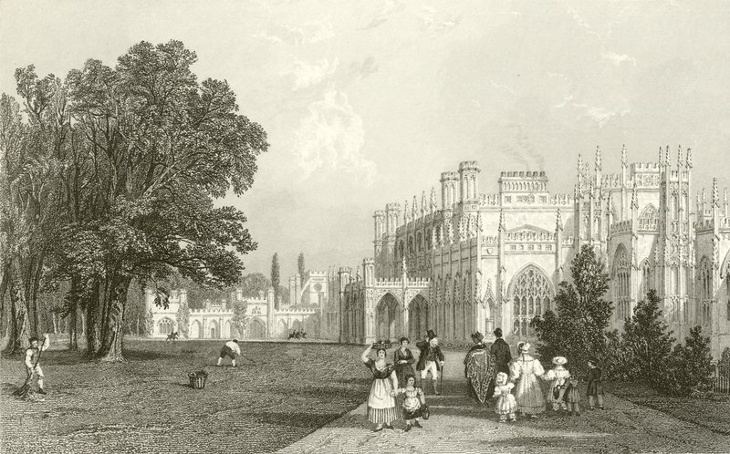 Frente oeste de Eaton Hall, Cheshire de Thomas Allom