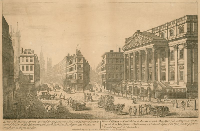 Uma vista da Mansion House, nomeado para a residência do Lord Mayor de Londres de Thomas Bowles