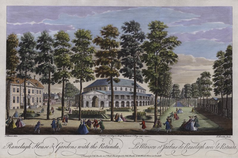 Casa Ranelagh e jardins com a rotunda, Londres, 1745 de Thomas Bowles