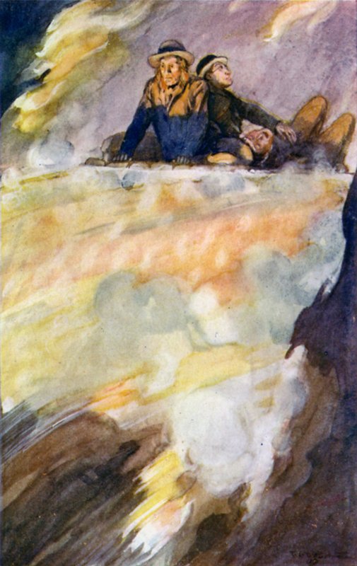 Ilustração para uma viagem ao Centro da Terra por Jules Verne (cor litho) de Thomas Cantrell Dugdale