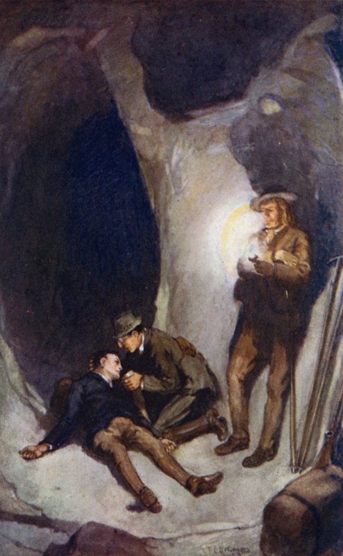 Ilustração para uma viagem ao Centro da Terra por Jules Verne (cor litho) de Thomas Cantrell Dugdale