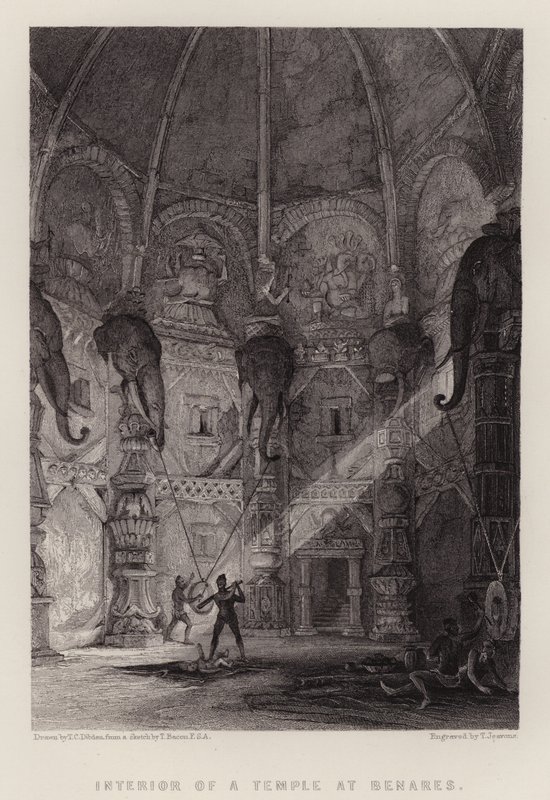 Interior de um Templo em Benares (cor litho) de Thomas Colman (after) Dibdin