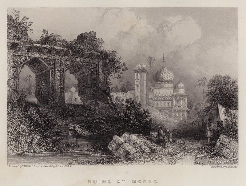 Ruínas em Monea (cor litho) de Thomas Colman Dibdin