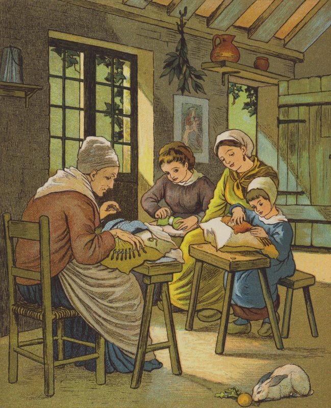 Caen: os Lacemakers (cor litho) de Thomas Crane