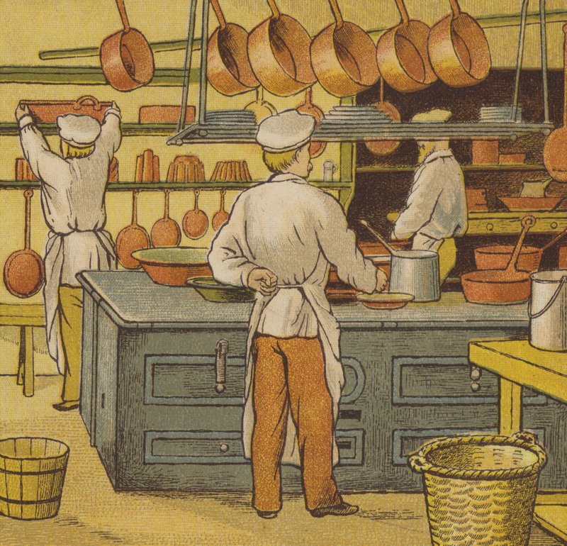 Caen: a cozinha do hotel (cor litho) de Thomas Crane