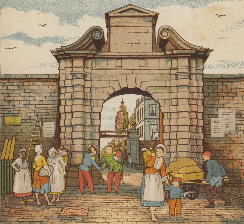 Calais: a porta da água (cor litho) de Thomas Crane