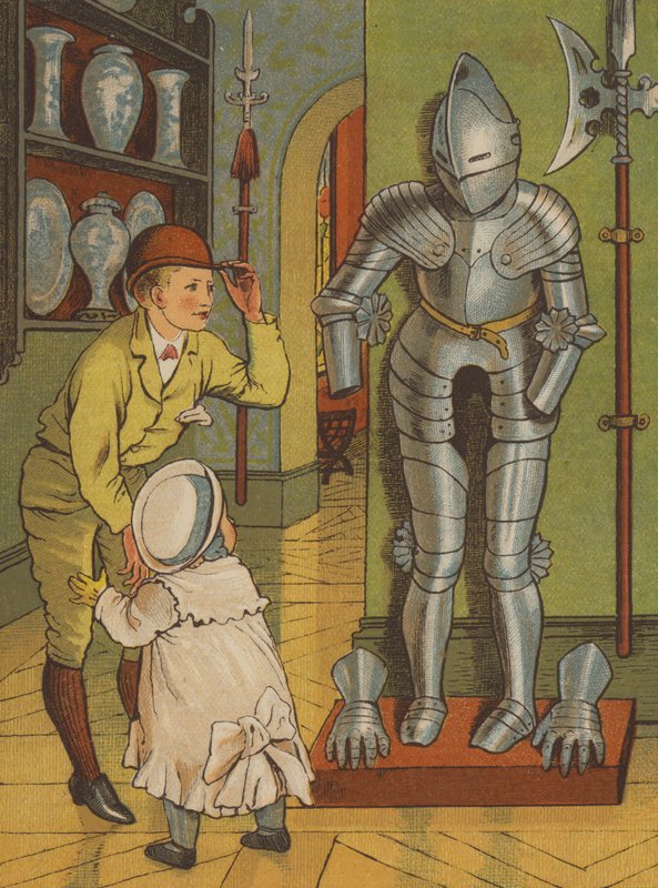 Paris: O homem de armadura no Musee de Cluny (cor litho) de Thomas Crane