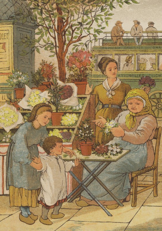 Paris: uma banca de flores (cor litho) de Thomas Crane