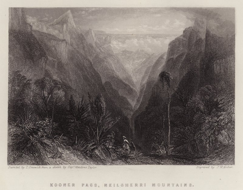 Kooner Pass, Neilgherri Mountains (cor litho) de Thomas Creswick