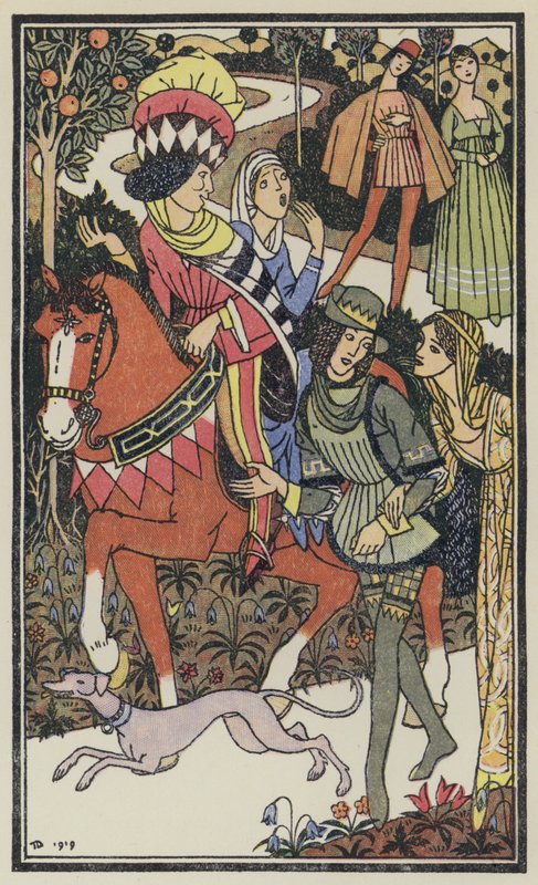 Ilustração para O Decameron de Boccaccio (litografia a cores) de Thomas Derrick