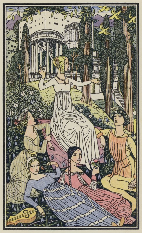 Ilustração para O Decameron de Boccaccio (litografia a cores) de Thomas Derrick