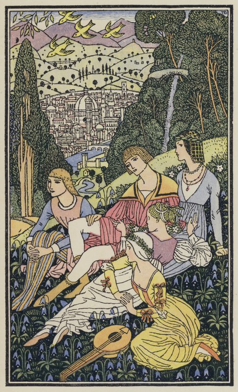 Ilustração para O Decameron de Boccaccio (litografia a cores) de Thomas Derrick