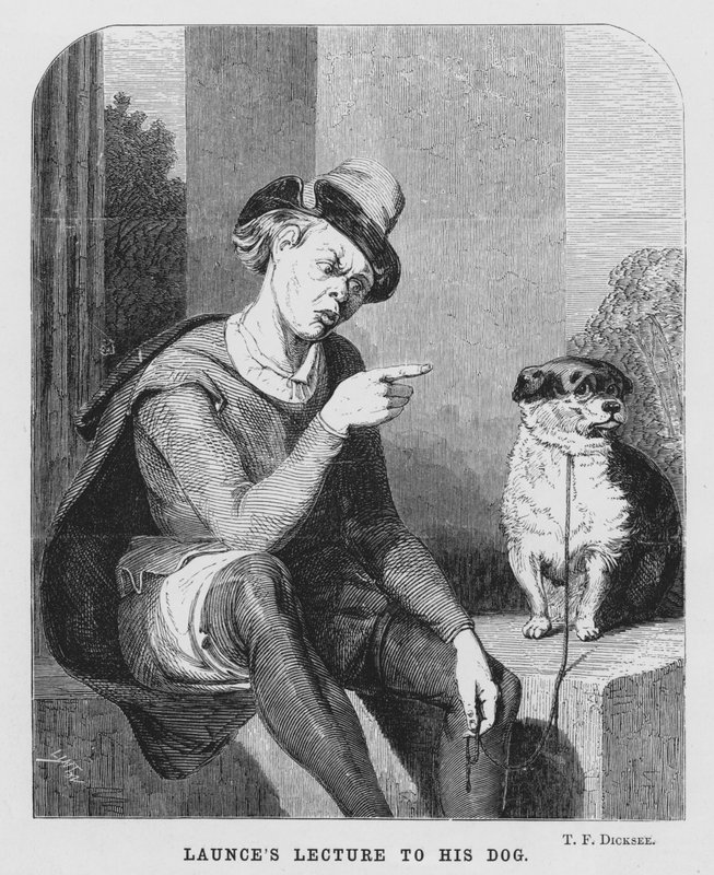 Lança Palestra ao seu Cão, Dois Cavalheiros de Verona (gravura) de Thomas Francis (after) Dicksee