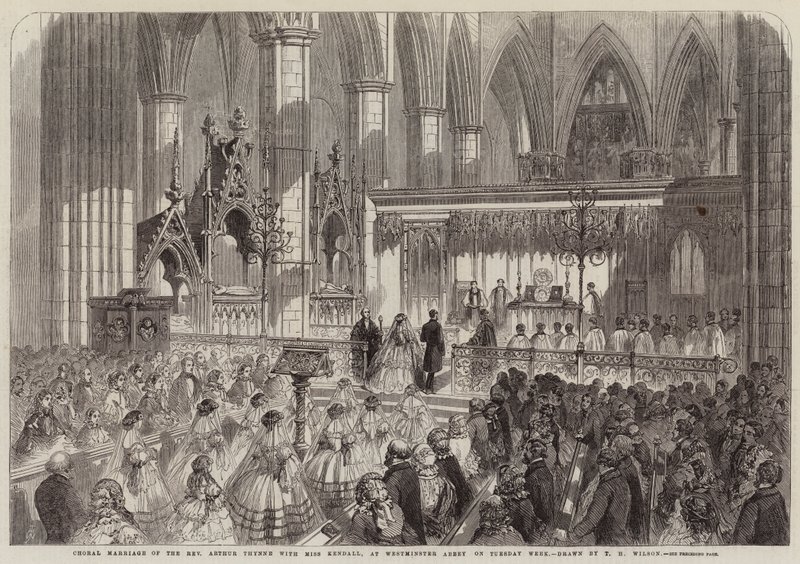 Casamento coral do reverendo Arthur Thynne com a senhorita Kendall, na abadia de Westminster na terça-feira semana de Thomas Harrington Wilson