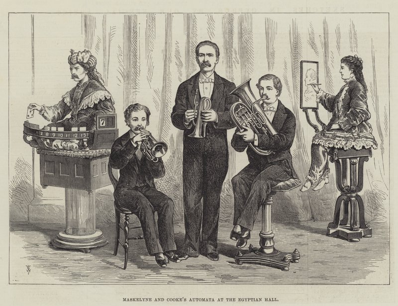 Autômatos de Maskelyne e Cooke no Salão Egípcio de Thomas Harrington Wilson