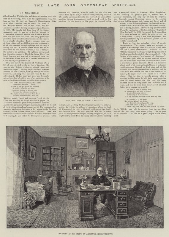 O falecido John Greenleaf Whittier de Thomas Harrington Wilson