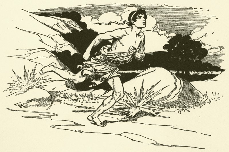 Trazendo as notícias de Marathon (gravura) de Thomas Heath Robinson