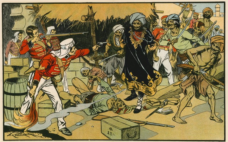 Destruição da revista em Deli (litografia a cores) de Thomas Heath Robinson