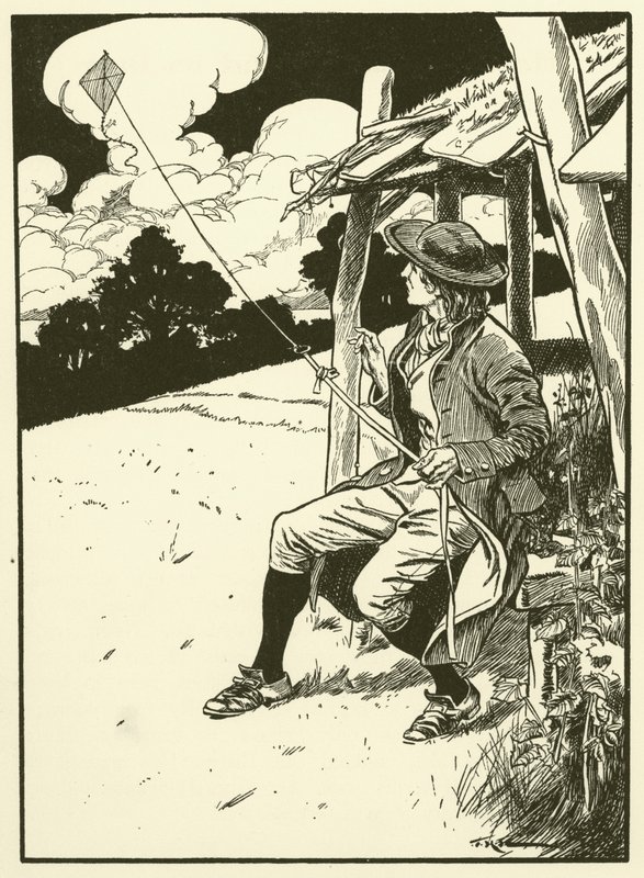 Franklin e o seu papagaio (gravura) de Thomas Heath Robinson