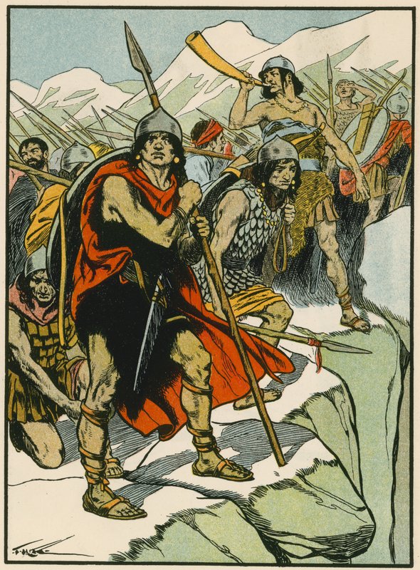 Soldados de Aníbal (litografia a cores) de Thomas Heath Robinson