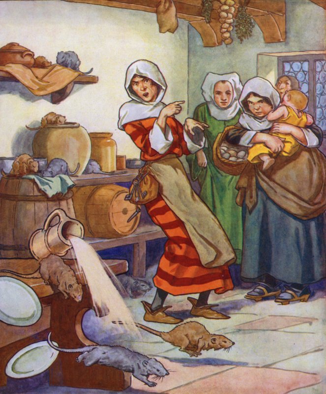 Ilustração para O Flautista de Hamelin (litografia a cores) de Thomas Heath Robinson