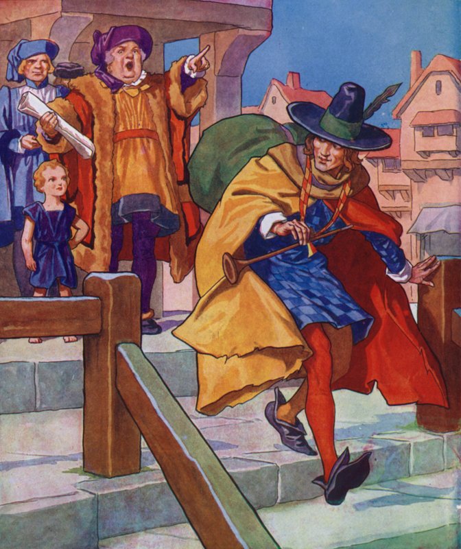 Ilustração para O Flautista de Hamelin (litografia a cores) de Thomas Heath Robinson