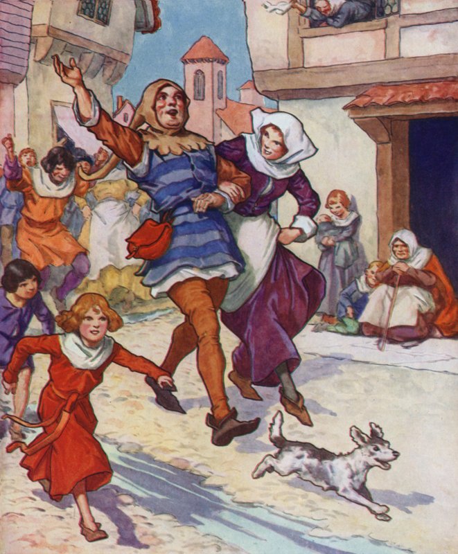 Ilustração para O Flautista de Hamelin (litografia a cores) de Thomas Heath Robinson