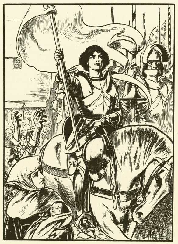 Joana à frente do exército (gravura) de Thomas Heath Robinson