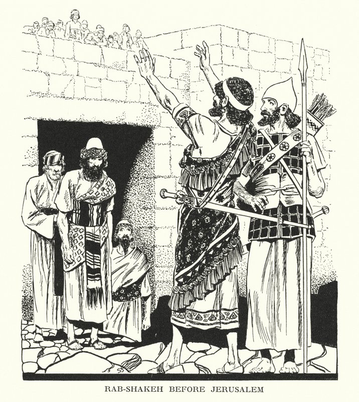 Rab-Shakeh diante de Jerusalém (litografia) de Thomas Heath Robinson