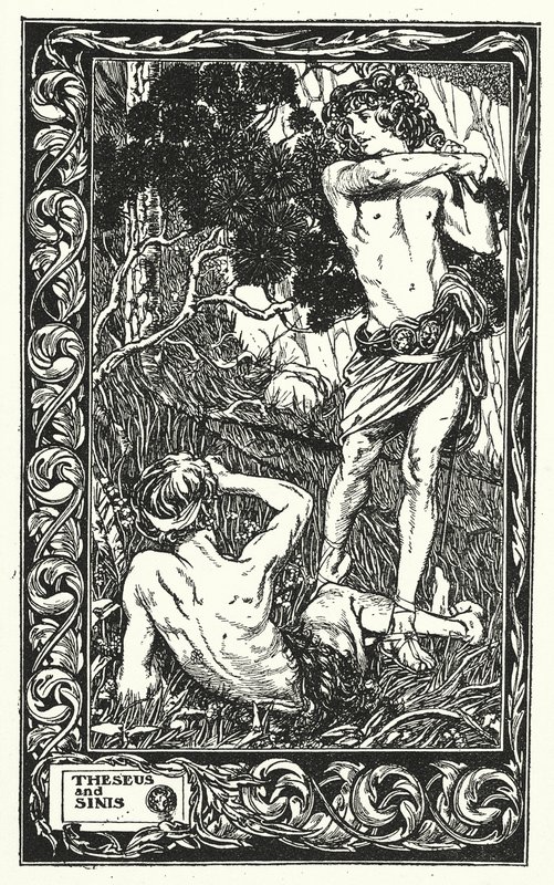 Teseu e Sínis (litografia) de Thomas Heath Robinson