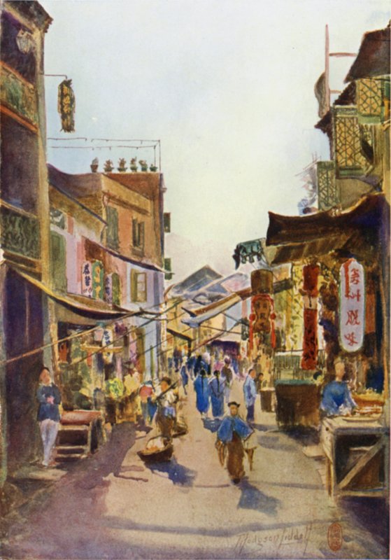 Uma rua em Macau (cor litho) de Thomas Hodgson Liddell