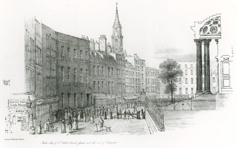 Lado norte, de, st paul, catedral, londres, igreja, jarda, com, a, fim, de, Cheapside de Thomas Hornor