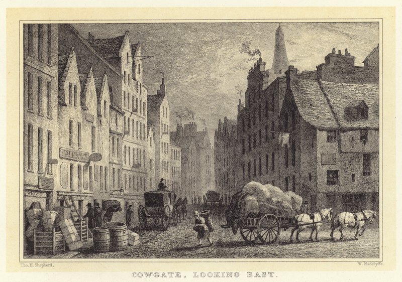 Cowgate, olhando para Leste (gravura) de Thomas Hosmer (after) Shepherd