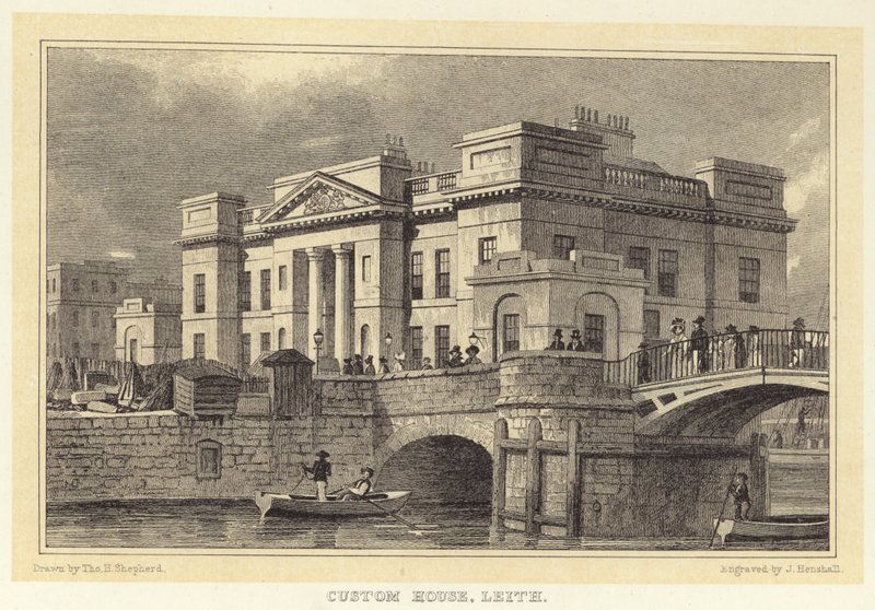 Custom House, Leith (gravura) de Thomas Hosmer (after) Shepherd