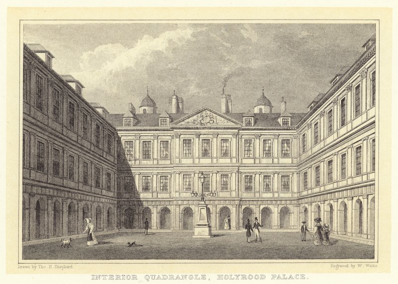 Quadrilátero Interior, Holyrood Palace (gravura) de Thomas Hosmer (after) Shepherd