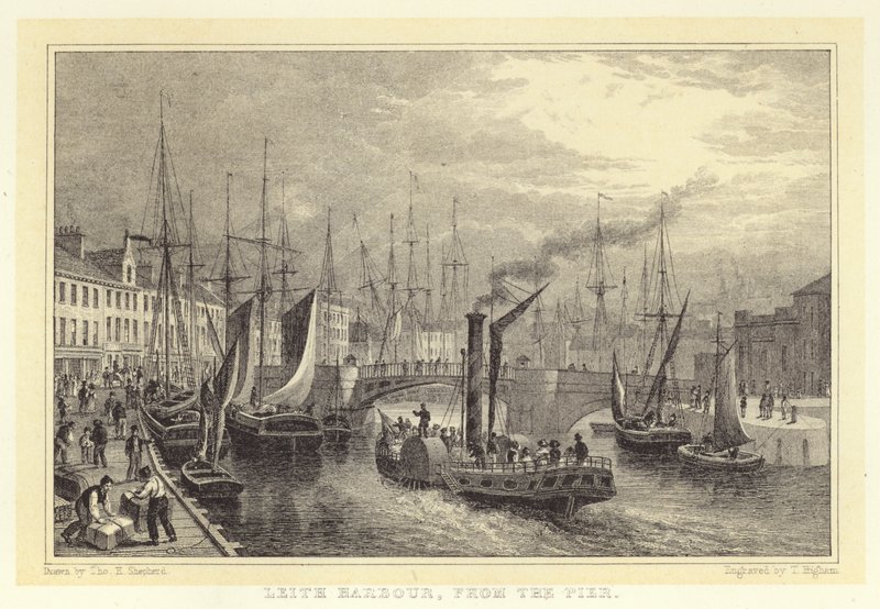 Leith Harbour, a partir do Cais (gravação) de Thomas Hosmer (after) Shepherd