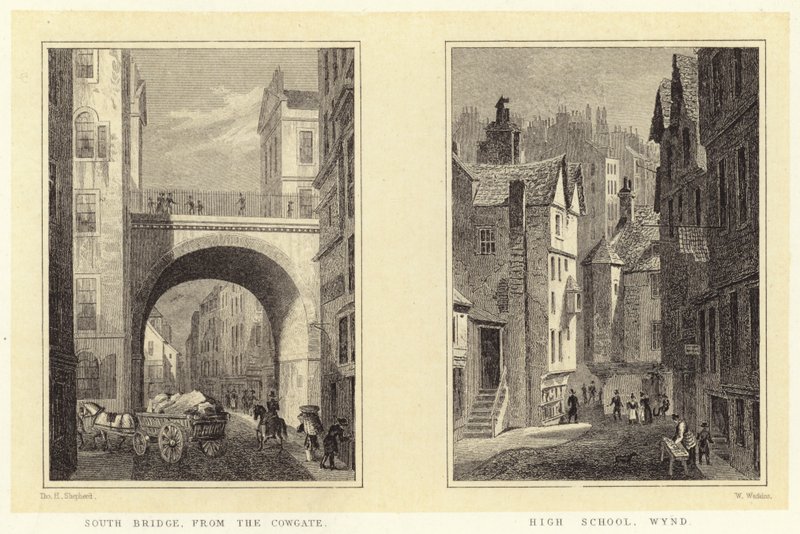 Ponte Sul, de Cowgate; High School, Wynd (gravura) de Thomas Hosmer (after) Shepherd