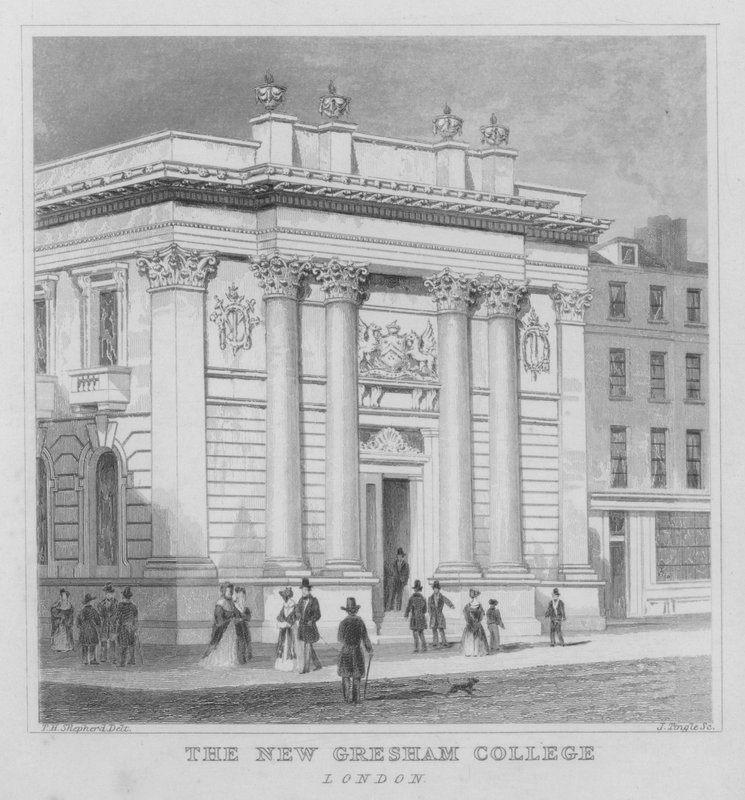 The New Gresham College, Londres (gravura) de Thomas Hosmer (after) Shepherd