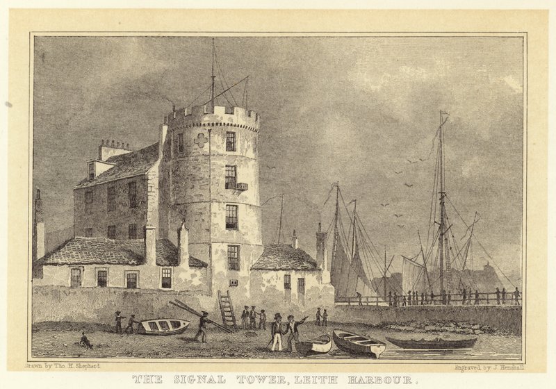 The Signal Tower, Leith Harbour (gravura) de Thomas Hosmer (after) Shepherd