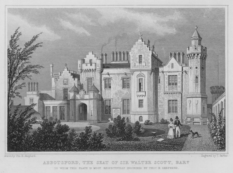 Abbotsford, a Sede de Sir Walter Scott, Baronete (gravura) de Thomas Hosmer Shepherd