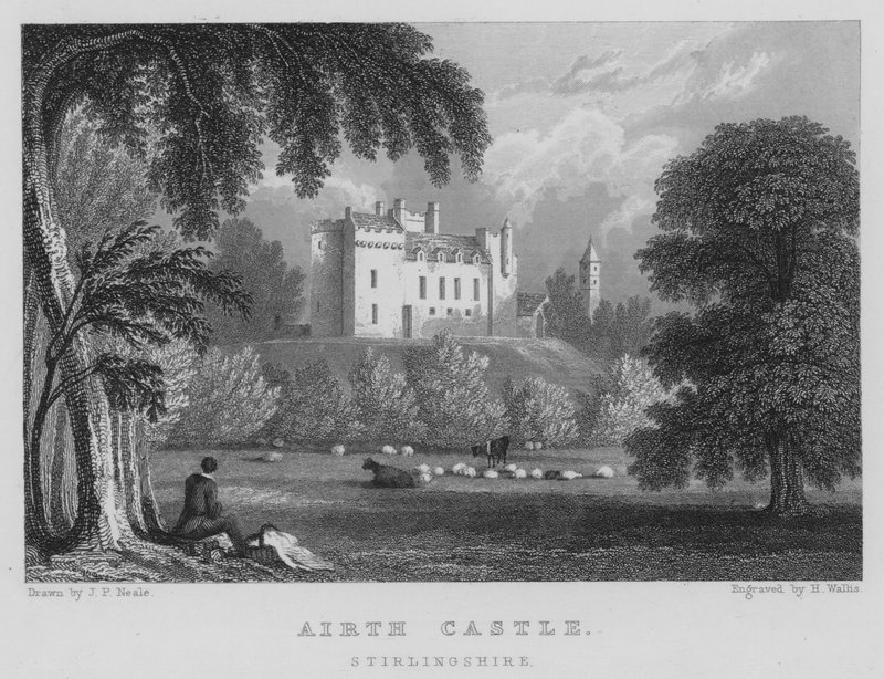 Airth Castle, Stirlingshire (gravura) de Thomas Hosmer Shepherd