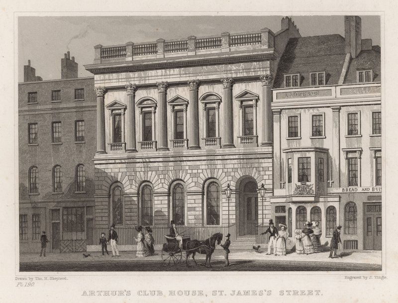 Casa do clube de Arthur, rua do St James, Londres de Thomas Hosmer Shepherd