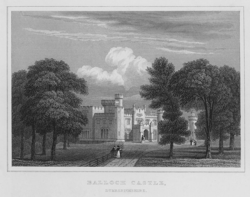 Castelo Balloch, Dumbartonshire (gravura) de Thomas Hosmer Shepherd