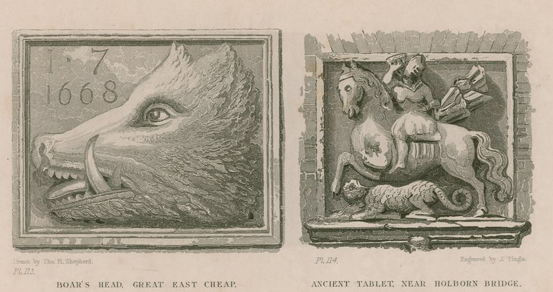 Cabeça de Javali e tablet antigo de Thomas Hosmer Shepherd