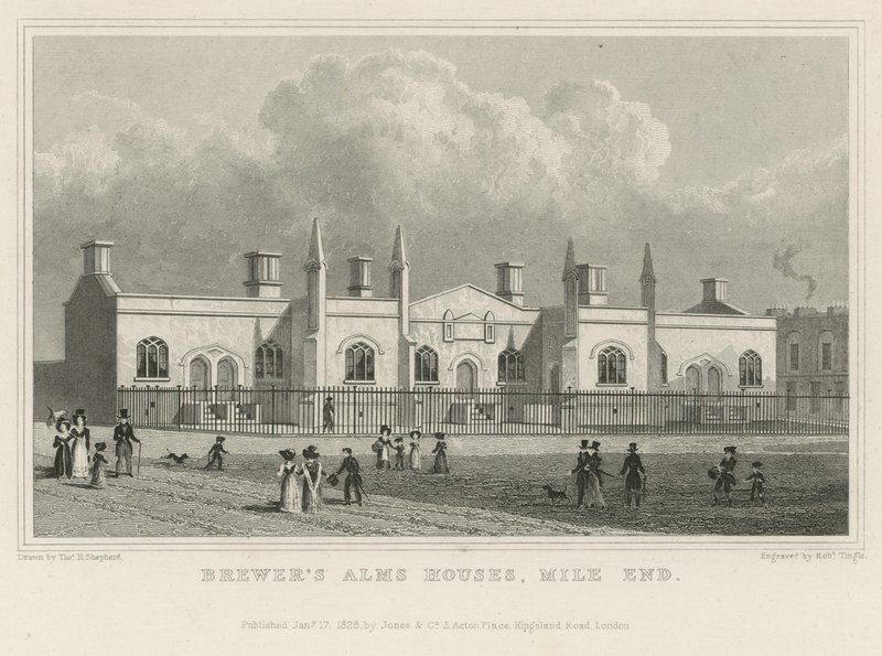 Casas de esmolas de cerveja em Mile End de Thomas Hosmer Shepherd
