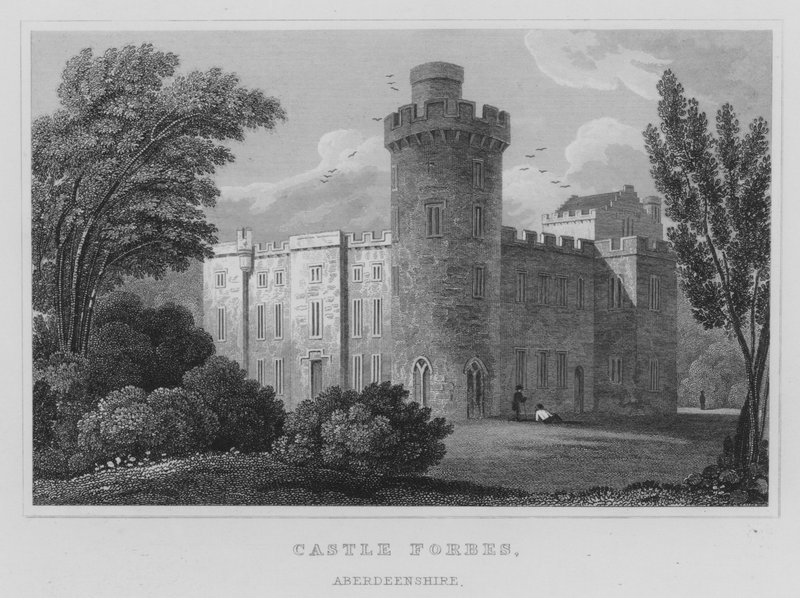 Castelo Forbes, Aberdeenshire (gravura) de Thomas Hosmer Shepherd