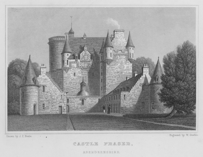 Castelo Fraser, Aberdeenshire (gravura) de Thomas Hosmer Shepherd