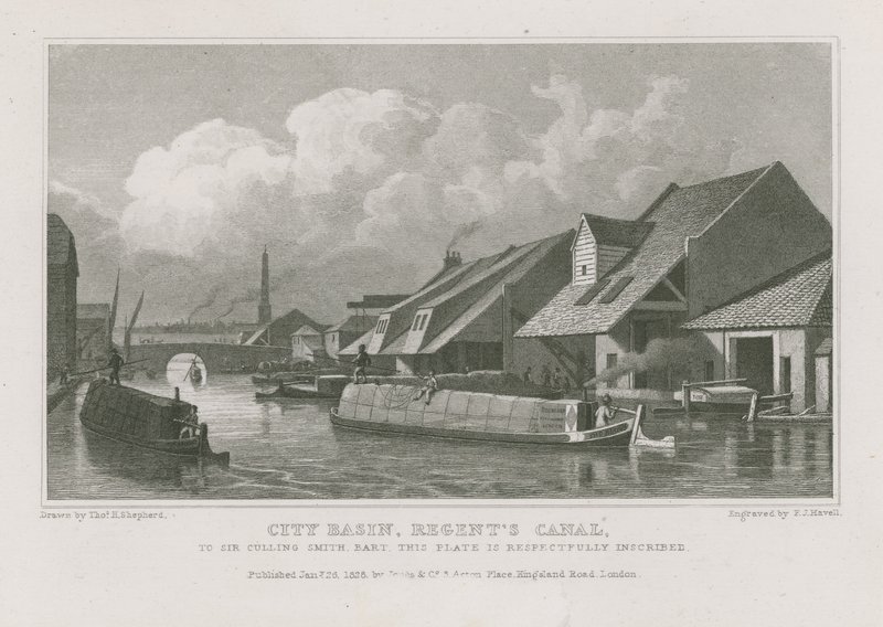 Bacia da cidade no Canal do Regente. de Thomas Hosmer Shepherd