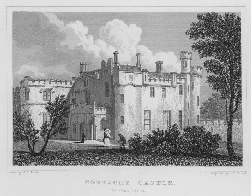 Castelo de Cortachy, Forfarshire (gravura) de Thomas Hosmer Shepherd